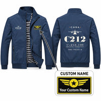 Thumbnail for CASA C-212-100 Aviocar Stylish Jackets - Stand Collar - Heritage + Name - Navy Blue