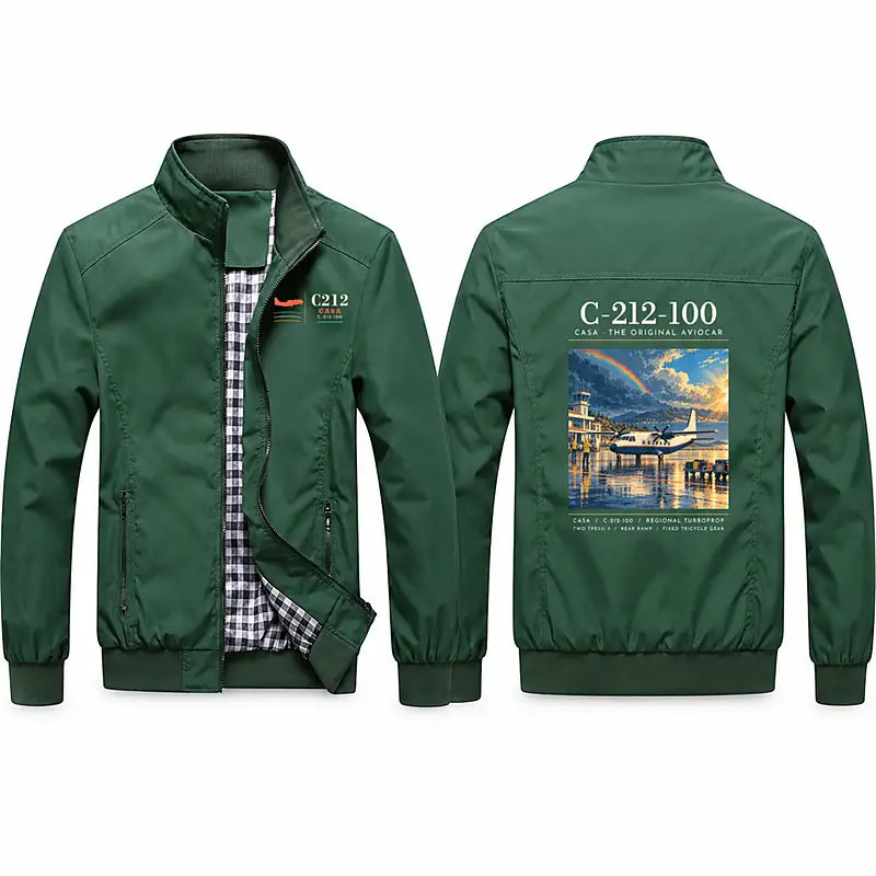 CASA C-212-100 Aviocar Stylish Jackets - Stand Collar - Poster - Green