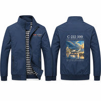 Thumbnail for CASA C-212-100 Aviocar Stylish Jackets - Stand Collar - Poster - Navy Blue