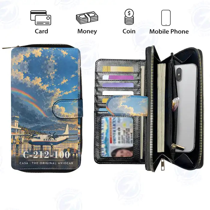 CASA C-212-100 Aviocar Leather Wallets - Zip Long Wallet - 3D