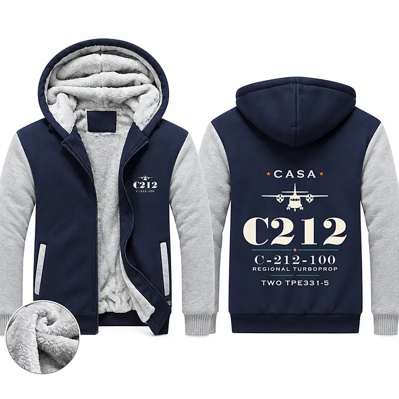 CASA C-212-100 Aviocar Zipped Sweatshirts - Heritage - Navy & Gray