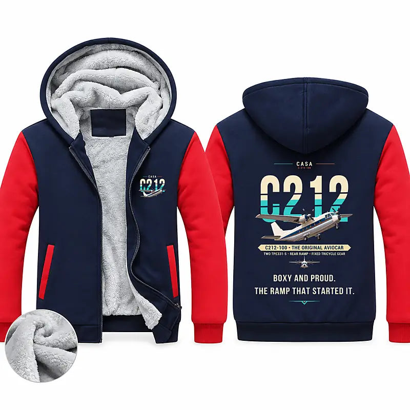 CASA C-212-100 Aviocar Zipped Sweatshirts - Original - Navy & Red