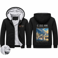 Thumbnail for CASA C-212-100 Aviocar Zipped Sweatshirts - Poster - Black