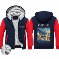 Thumbnail for CASA C-212-100 Aviocar Zipped Sweatshirts - Poster - Navy & Red