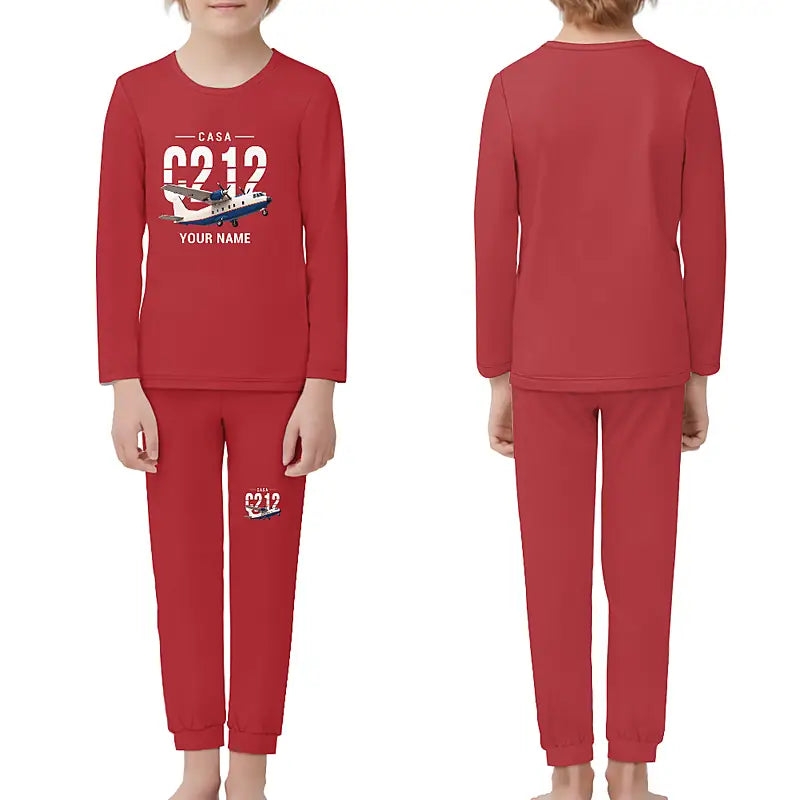 CASA C-212-200 Aviocar - Children Pajamas - Original Chest + Name - Red