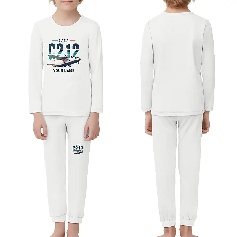 CASA C-212-200 Aviocar - Children Pajamas - Original Chest + Name - White