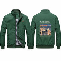 Thumbnail for CASA C-212-200 Aviocar Stylish Jackets - Stand Collar - Poster - Green