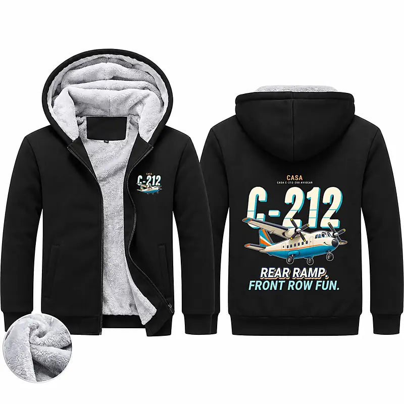 CASA C-212-200 Aviocar Zipped Sweatshirts - Cartoon - Black
