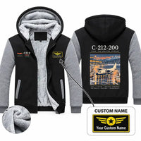 Thumbnail for CASA C-212-200 Aviocar Zipped Sweatshirts - Poster + Name - Black & Gray