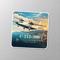 Thumbnail for CASA C-212-300 Aviocar - 3D + Name - Square Sticker - Close-up