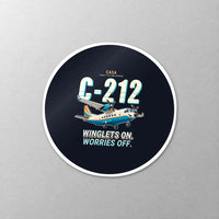 Thumbnail for CASA C-212-300 Aviocar - Cartoon - Circle Sticker - Close-up