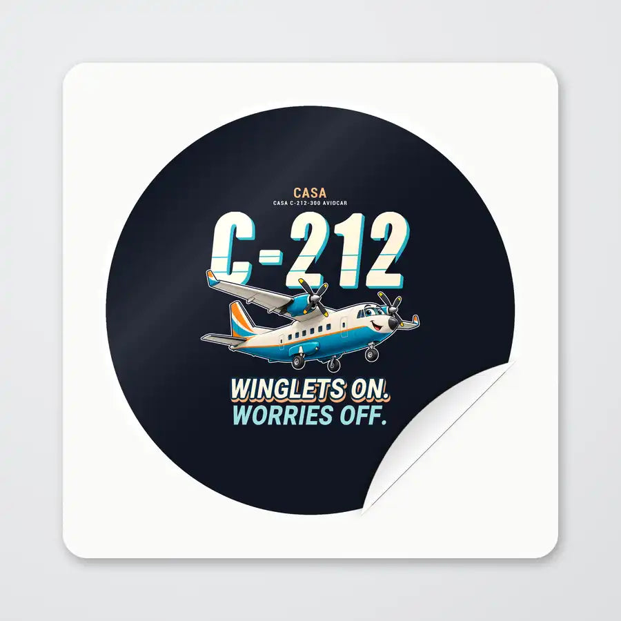 CASA C-212-300 Aviocar - Cartoon - Circle Sticker - Peel