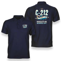 Thumbnail for CASA C-212-300 Aviocar - Cartoon - Double-Side Polo - Navy Blue