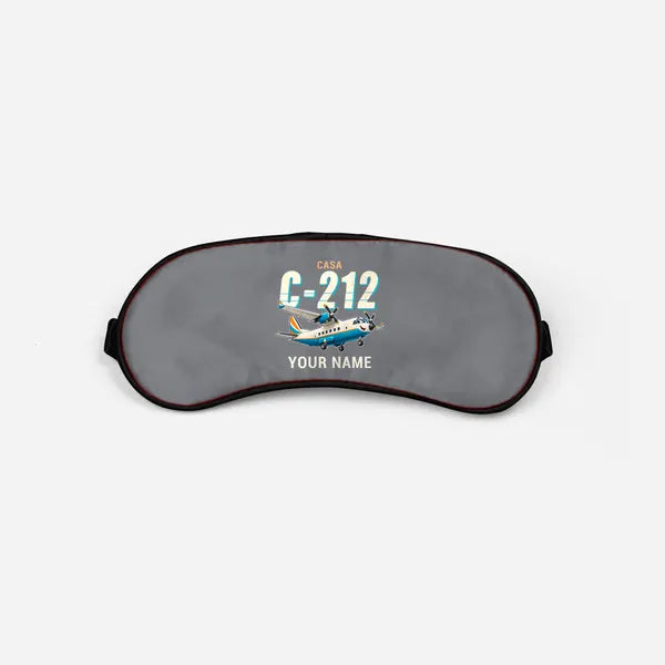 CASA C-212-300 Aviocar - Cartoon + Name - Sleep Mask - Gray