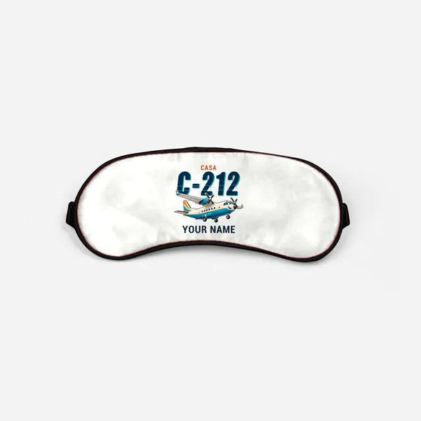 CASA C-212-300 Aviocar - Cartoon + Name - Sleep Mask - White
