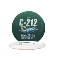 Thumbnail for CASA C-212-300 Aviocar - Cartoon - Pin - Dark Green