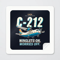 Thumbnail for CASA C-212-300 Aviocar - Cartoon - Square Sticker - Peel