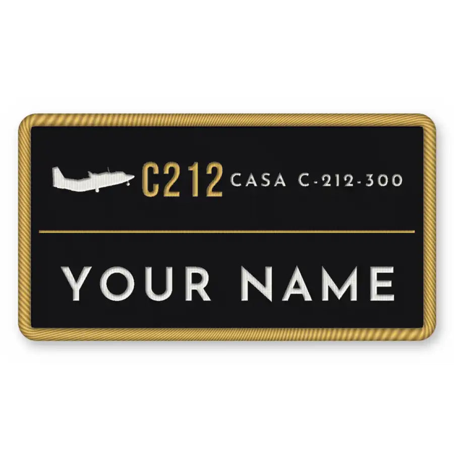 CASA C-212-300 Aviocar Patches - Rectangle + Name - Black Gold