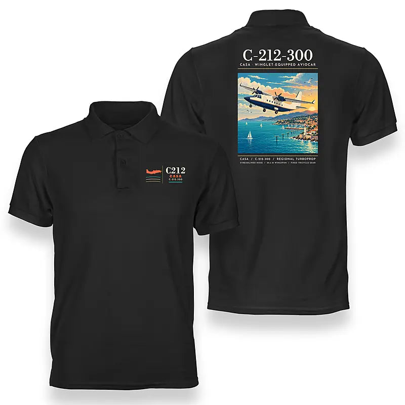 CASA C-212-300 Aviocar - Poster - Double-Side Polo - Black