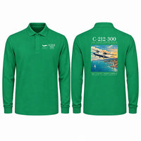 Thumbnail for CASA C-212-300 Aviocar Premium Polo T-Shirts - Poster - Long Sleeve - Green