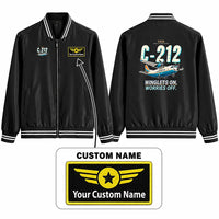 Thumbnail for CASA C-212-300 Aviocar Stylish Jackets - Baseball Collar - Cartoon + Name - Black