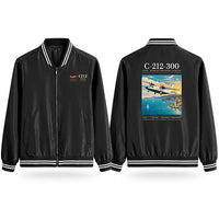 Thumbnail for CASA C-212-300 Aviocar Stylish Jackets - Baseball Collar - Poster - Black