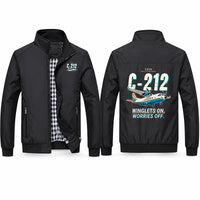 Thumbnail for CASA C-212-300 Aviocar Stylish Jackets - Stand Collar - Cartoon - Black