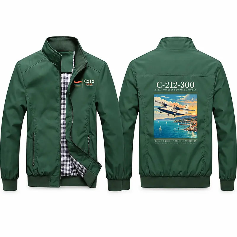 CASA C-212-300 Aviocar Stylish Jackets - Stand Collar - Poster - Green