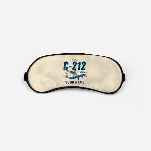 CASA C-212-400 Aviocar - Cartoon + Name - Sleep Mask - Beige