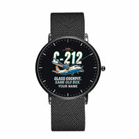 Thumbnail for CASA C-212-400 Aviocar - Cartoon + Name - Slim Mesh - Black and Stainless Steel Strap