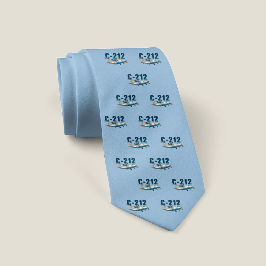 CASA C-212-400 Aviocar - Cartoon Pattern - Tie - Light Blue