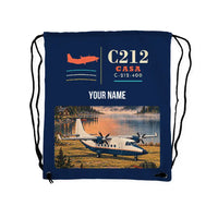 Thumbnail for CASA C-212-400 Aviocar - Drawstring Bag - Classic + Name - Dark Blue