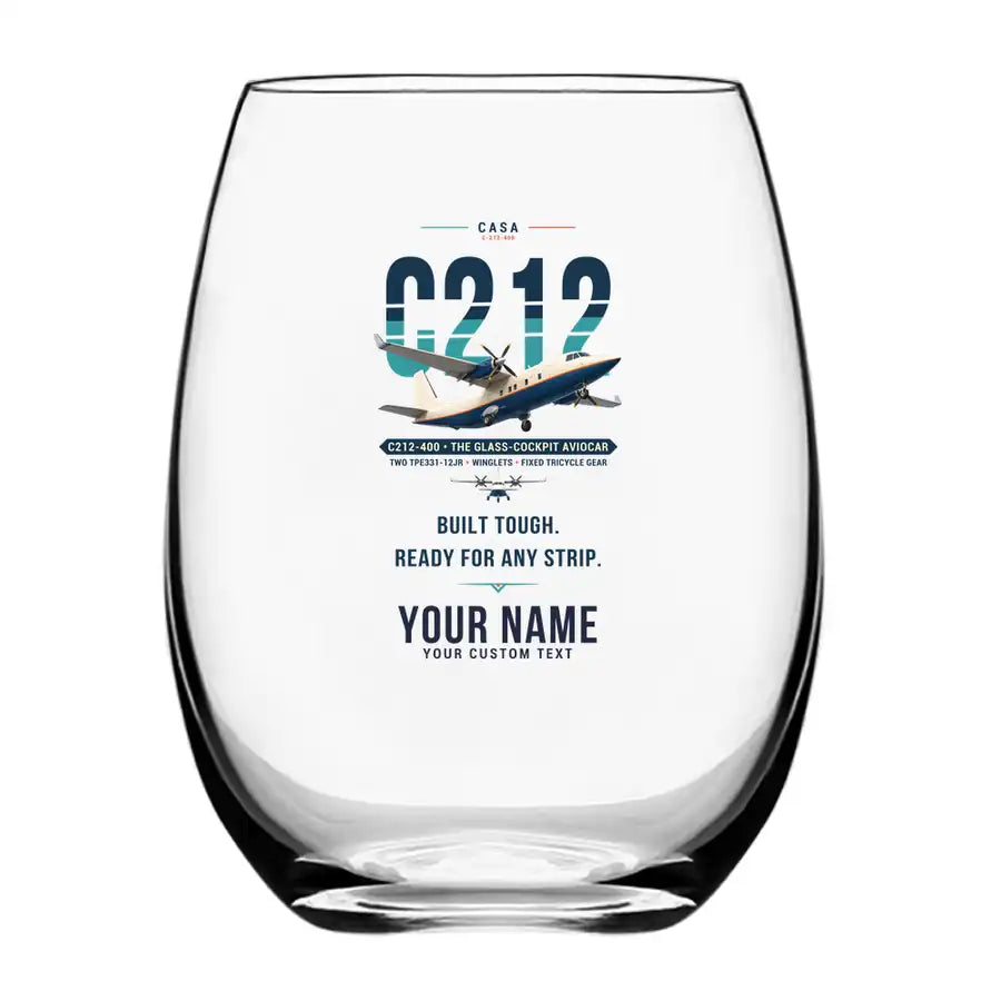 CASA C-212-400 Aviocar - Original + Name - Water & Drink Glass