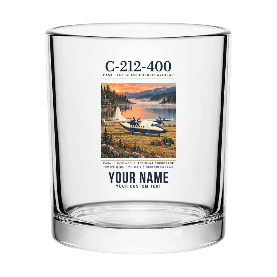 CASA C-212-400 Aviocar - Poster + Name - Special Whiskey Glass