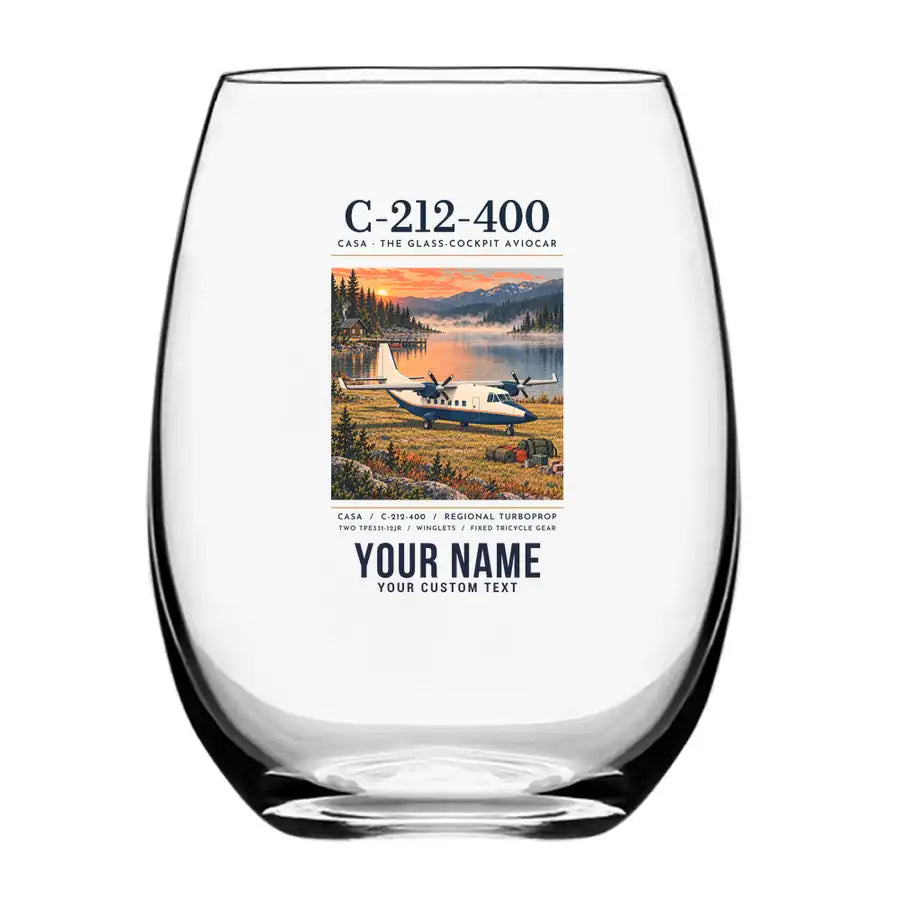 CASA C-212-400 Aviocar - Poster + Name - Water & Drink Glass