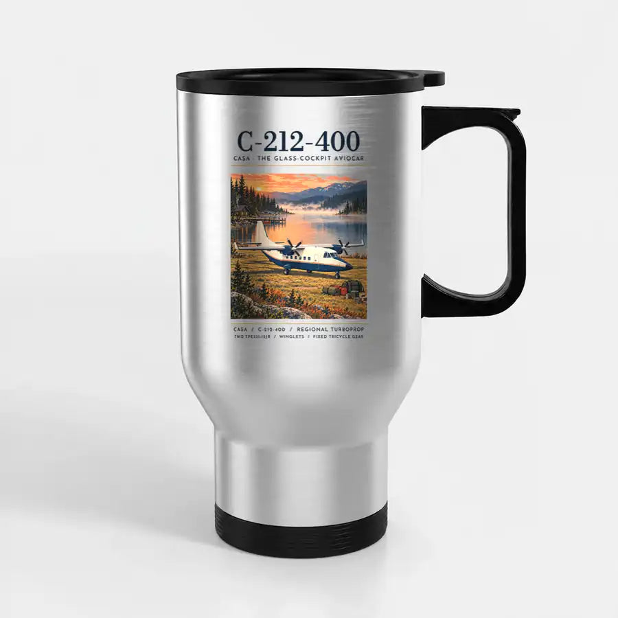 CASA C-212-400 Aviocar - Poster - Stainless Steel with Holder - Silver