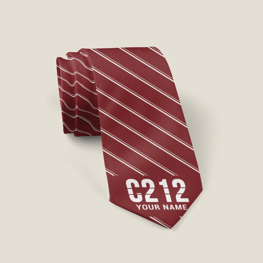 CASA C-212-400 Aviocar - Stripe + Name - Tie - Dark Red