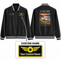 Thumbnail for CASA C-212-400 Aviocar Stylish Jackets - Baseball Collar - Poster + Name - Black
