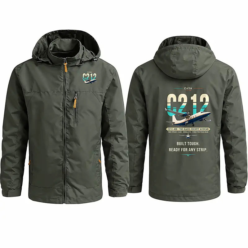 CASA C-212-400 Aviocar Stylish Jackets - Hooded Windbreaker - Original - Olive Green