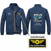 Thumbnail for CASA C-212-400 Aviocar Stylish Jackets - Stand Collar - Original + Name - Navy Blue