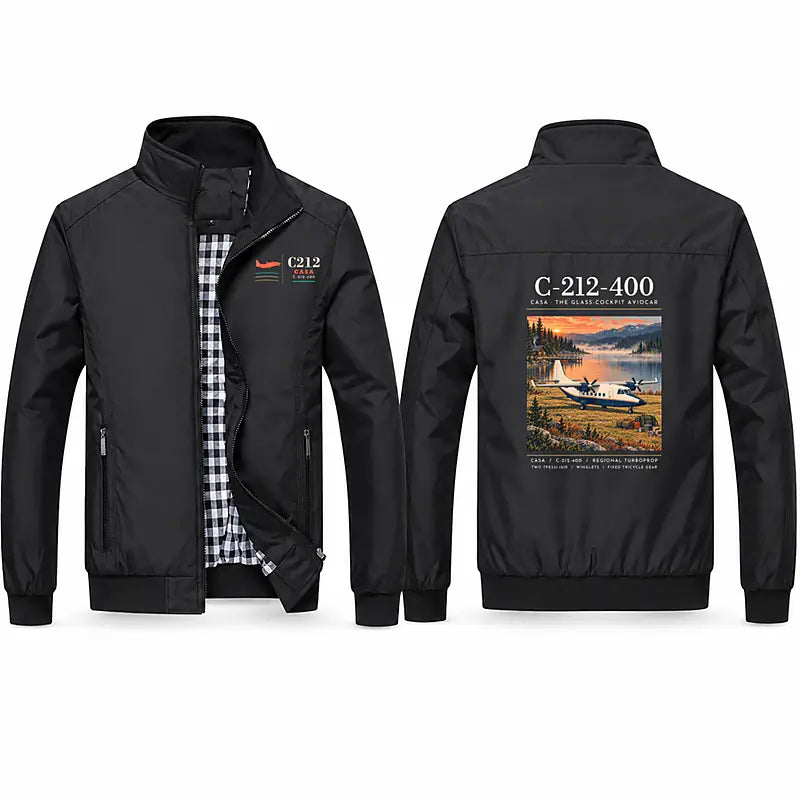 CASA C-212-400 Aviocar Stylish Jackets - Stand Collar - Poster - Black