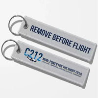 Thumbnail for CASA C-212-200 Aviocar Aviator Key Chains - Light Gray - Remove Before Flight