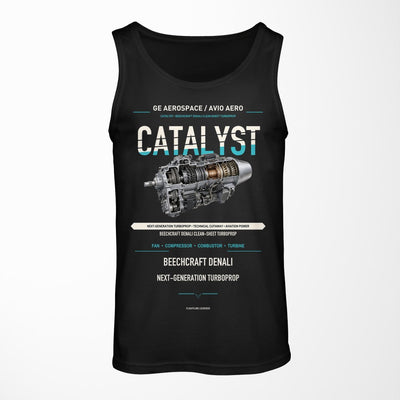 CATALYST design on black tank top