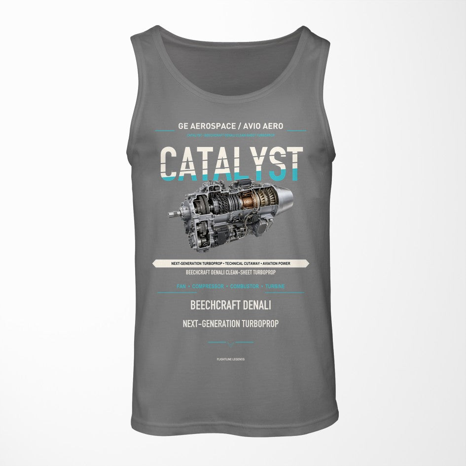 CATALYST design on gray tank top