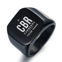 Thumbnail for Canberra Airport (CBR) Rings - Ring - Black + Name