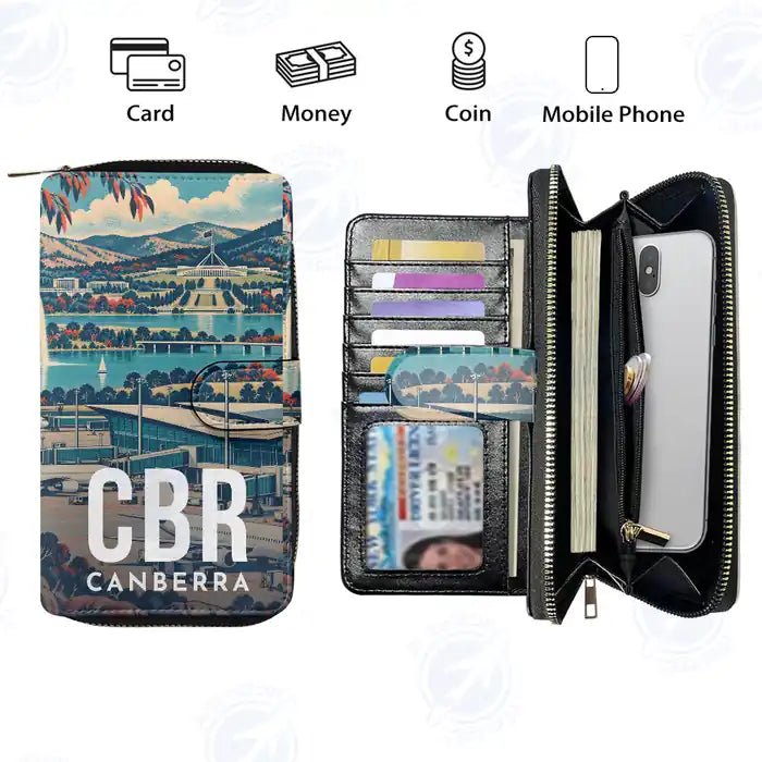 Canberra Airport (CBR) Leather Wallets - Zip Long Wallet - Scene