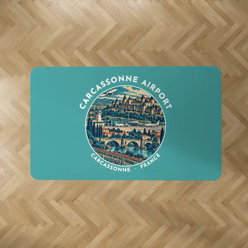 Carcassonne Airport (CCF) Carpets - Carpet Rectangle - Badge - Turquoise V2