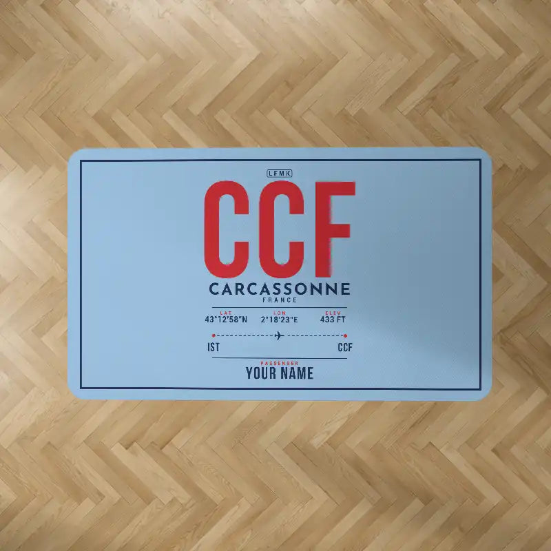 Carcassonne Airport (CCF) Carpets - Carpet Rectangle - ID Tag + Name - Light Blue V2