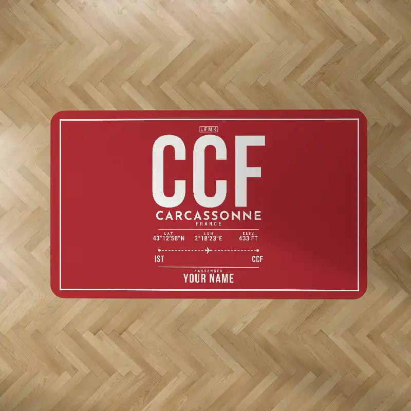 Carcassonne Airport (CCF) Carpets - Carpet Rectangle - ID Tag + Name - Red V2