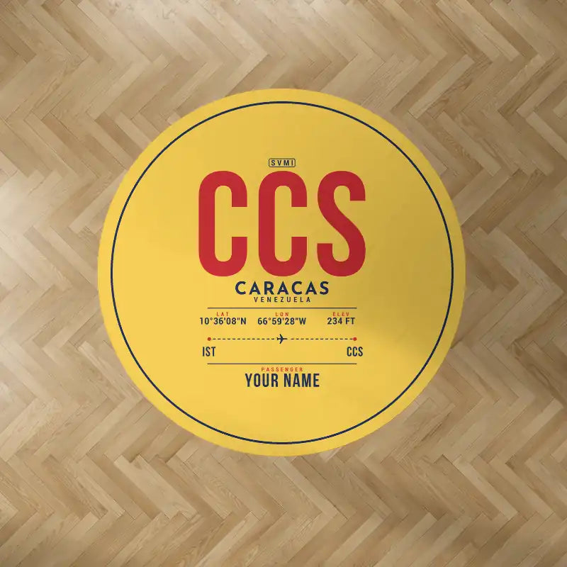 Simon Bolivar International Airport (Maiquetia) (CCS) Carpets - Carpet Round - ID Tag + Name - Yellow V2